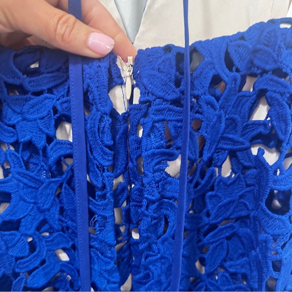 J.O.A Los Angeles Halter Neck Lace Romper in Royal Blue Size small - Picture 9 of 10